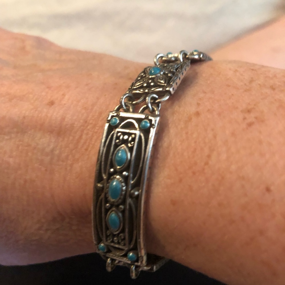 Brighton Silver and Turquoise Bracelet